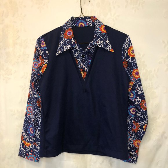 1960s Vintage Floral & Plaid Absract Vest Shirt - Picture 2 of 5